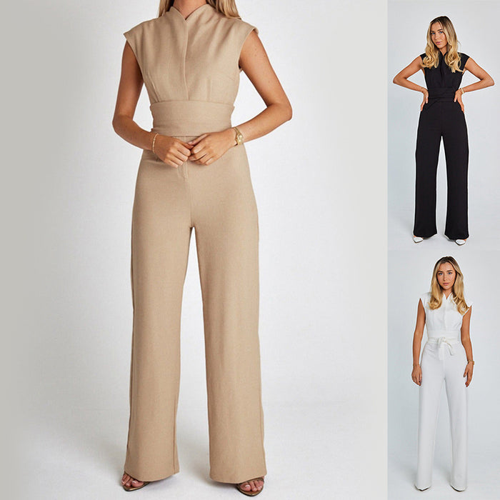 Elegant Long Sleeveless V-neck Jumpsuit