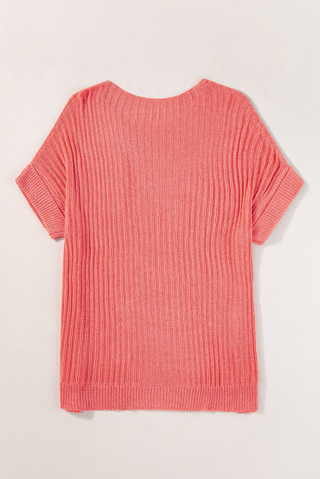 Round Neck Half Sleeve Knit Top