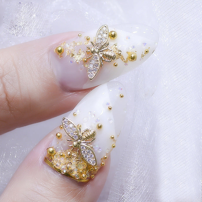 Faux Diamond-Studded Bee Nail Accessories