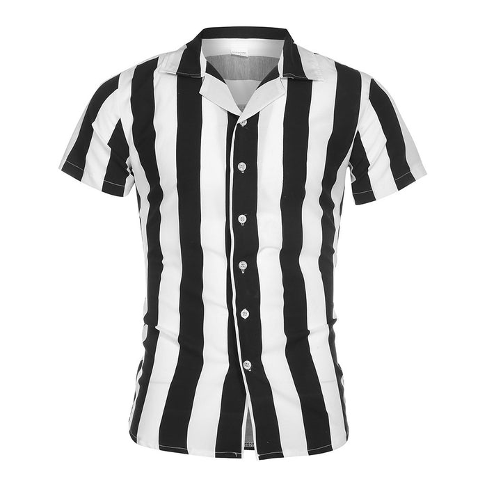 Men's Shirt Men's Short-sleeved Mercerized Cotton Stripes