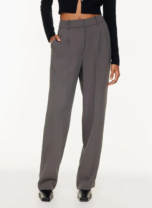 High Waist Wide Leg Straight Trousers With Pockets