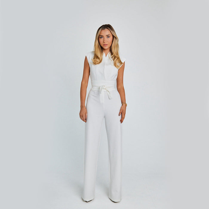 Elegant Long Sleeveless V-neck Jumpsuit