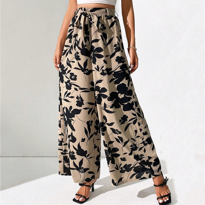 Summer New Fashion Lace-up High Waist Wide Leg Pants