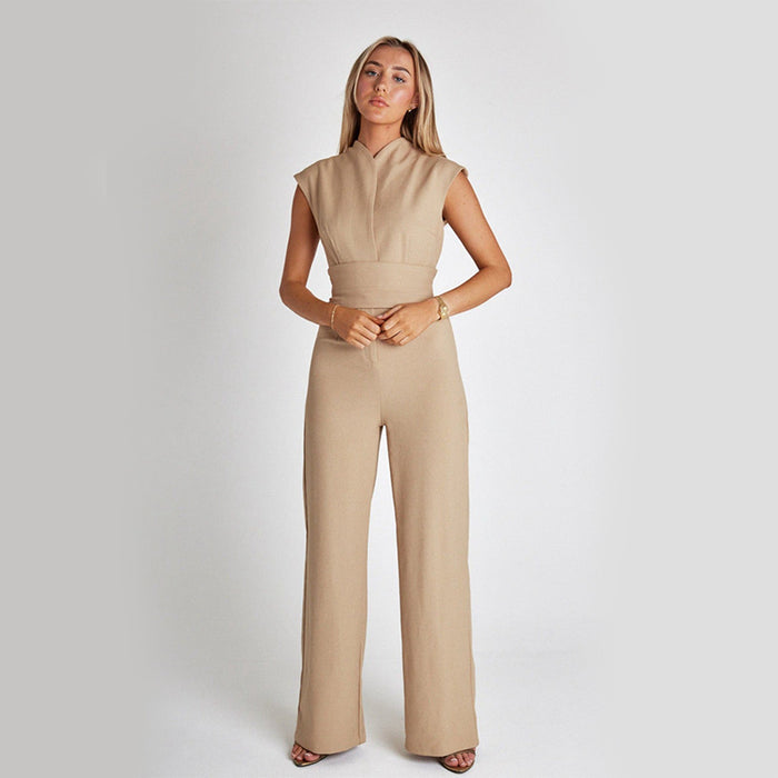 Elegant Long Sleeveless V-neck Jumpsuit