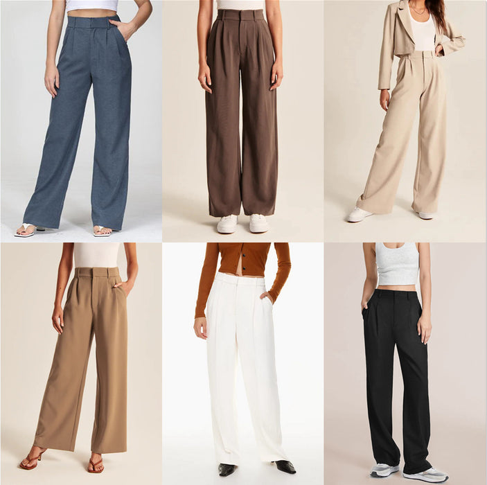 High Waist Wide Leg Straight Trousers With Pockets