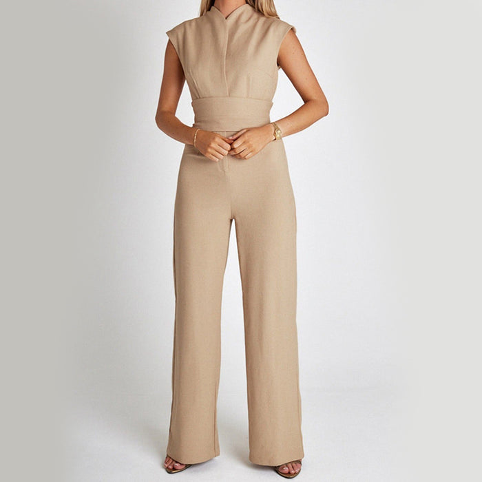 Elegant Long Sleeveless V-neck Jumpsuit