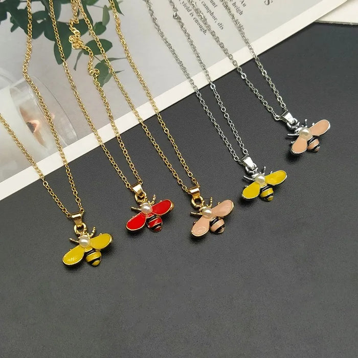 Bee Pendant Necklace - Cute Fashionable Women's Jewelry