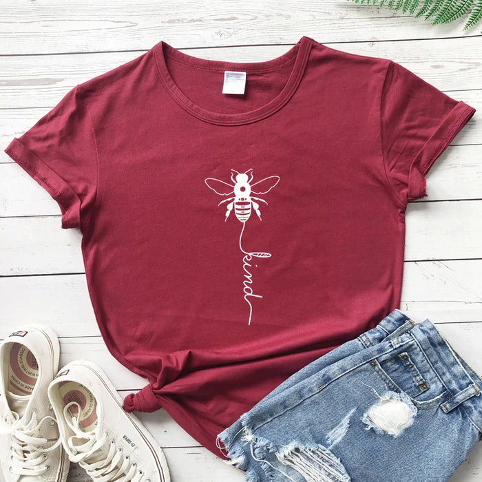 Bee Kind Inspirational Graphic Cross Tee