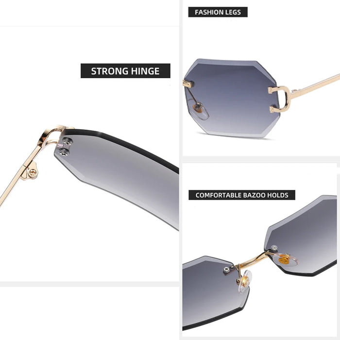 Rimless Gradient Polygon Sunglasses