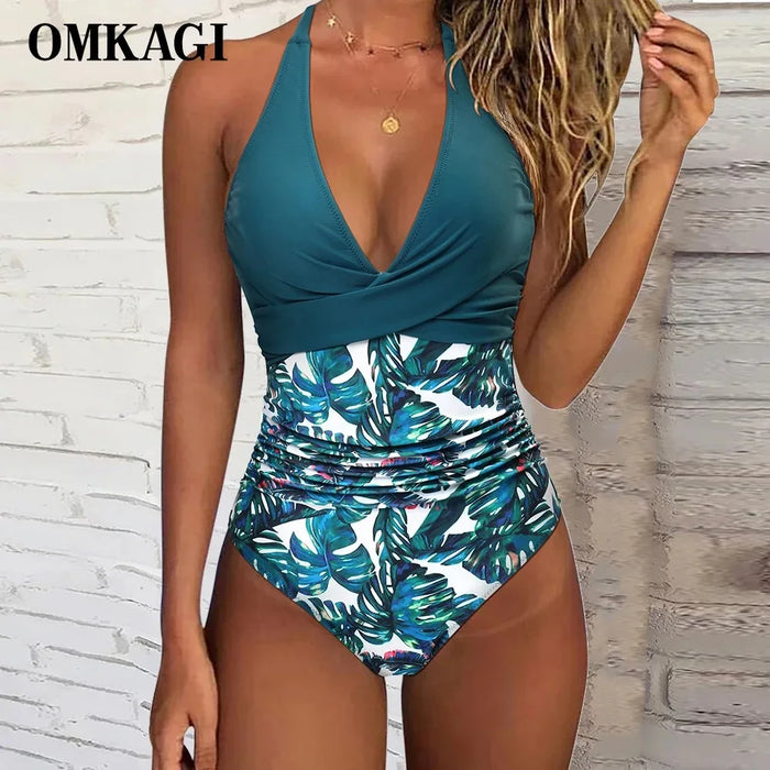 Women One Piece Ruched Swimsuit