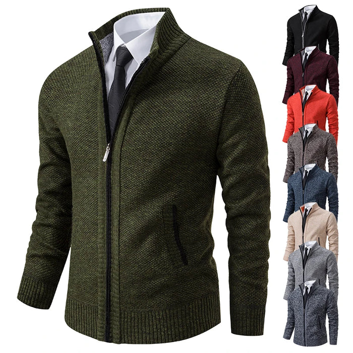 Men's Casual Fleece Warm Zipper Cardigan