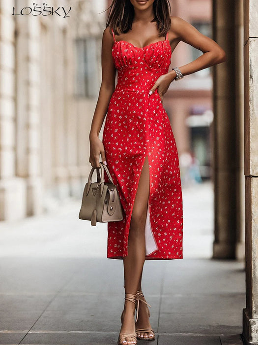 Floral Print Backless Beach Sundress