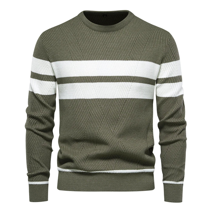 Men's O-neck Patchwork Long Sleeve Sweater