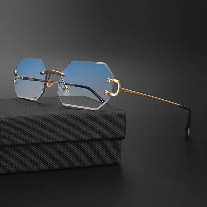 Rimless Gradient Polygon Sunglasses