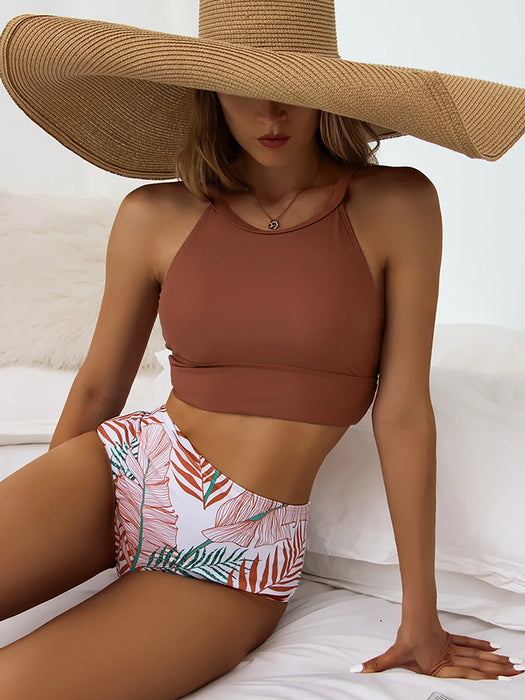 High Neck Swimsuit Female Two Piece Swimwear