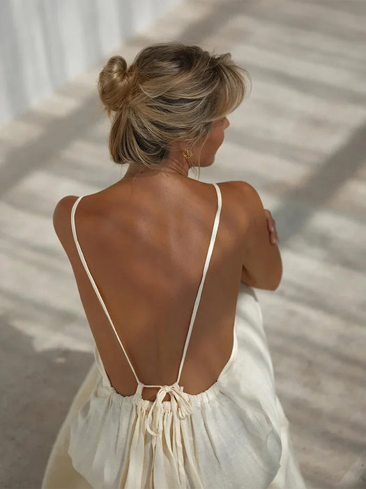 Sexy Backless Lace Up Sling Maxi Dress