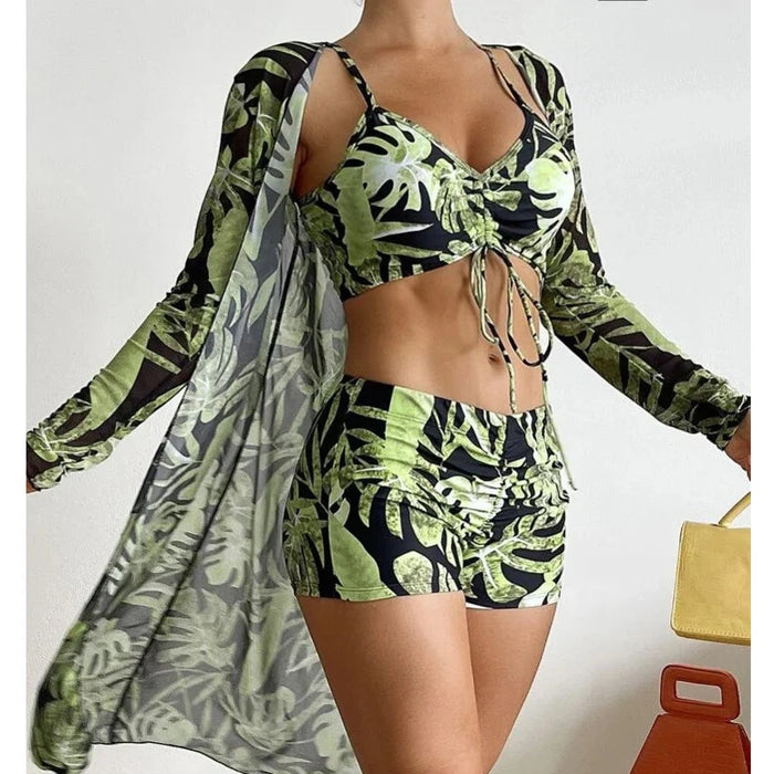 Summer Print Swimsuits Tankini Set