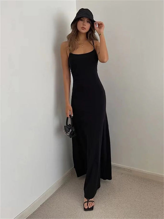 Spring Summer Style Bodycon Dress Female Sleeveless Spaghetti Strap