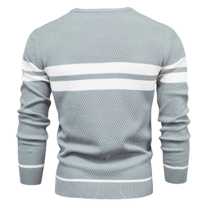 Men's O-neck Patchwork Long Sleeve Sweater