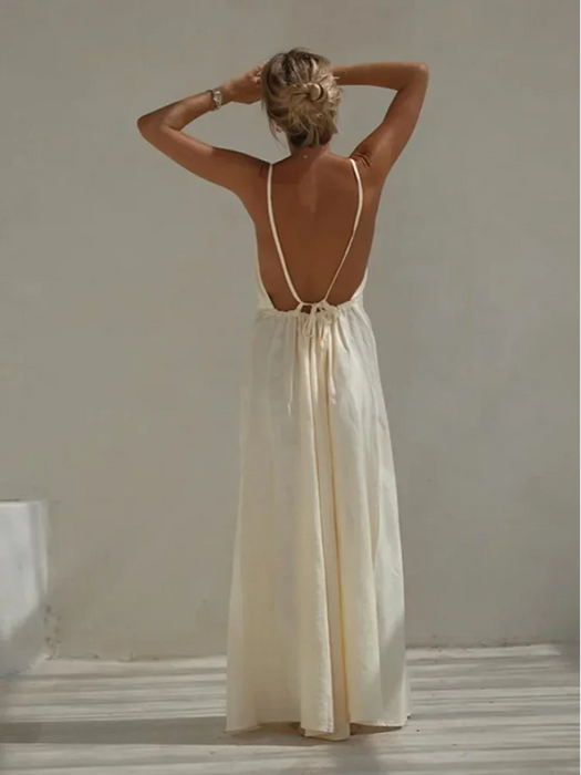 Sexy Backless Lace Up Sling Maxi Dress