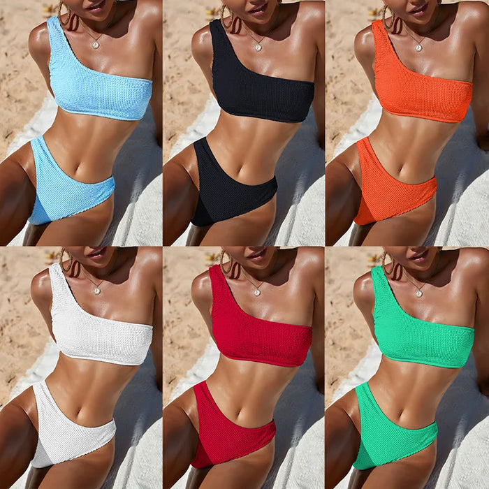 One Shoulder Bikini High Cut Swimsuit