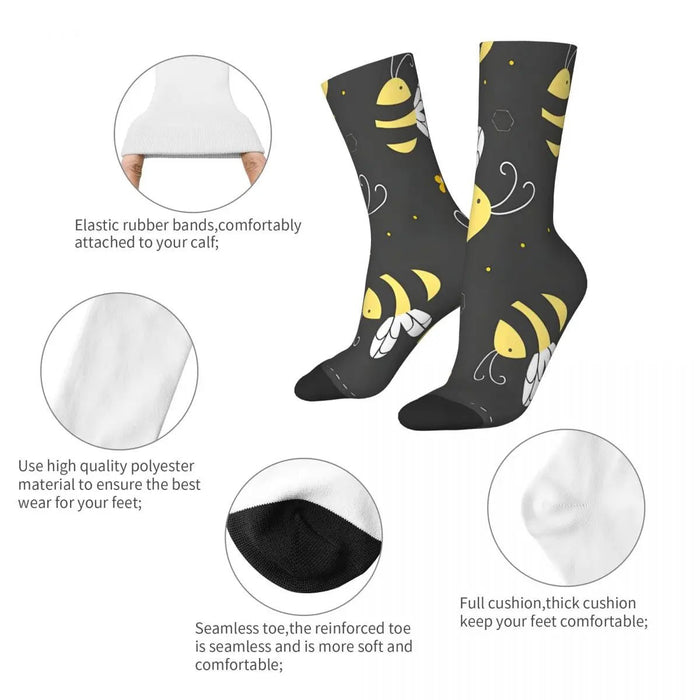 Bee Design Unisex Polyester Crew Socks - Spring Collection - The Hive Apparel