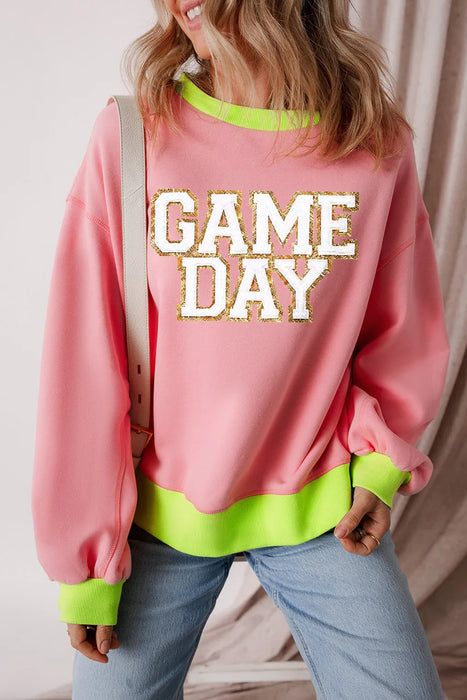 Game Day Round Neck Long Sleeve Sweatshirt