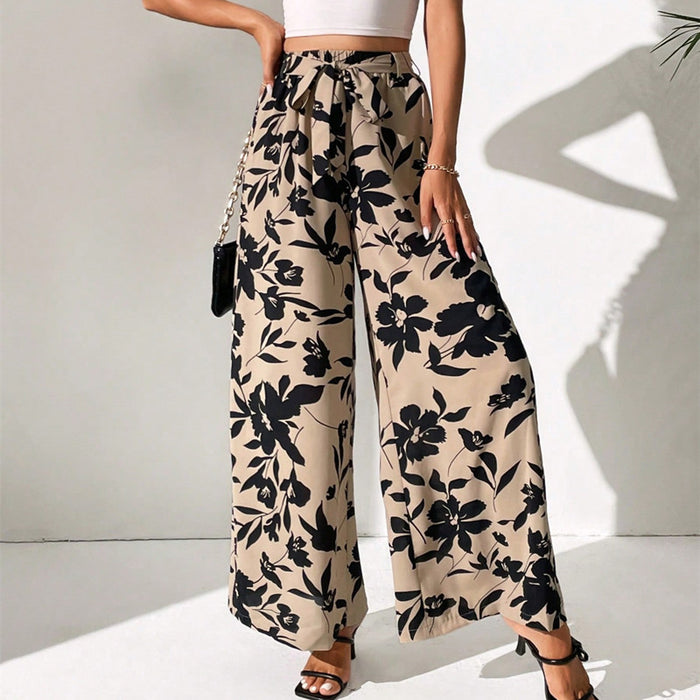 Summer New Fashion Lace-up High Waist Wide Leg Pants