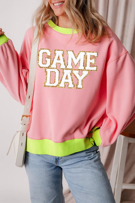 Game Day Round Neck Long Sleeve Sweatshirt