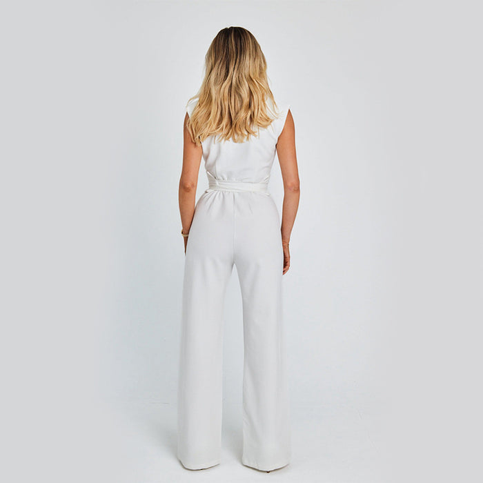 Elegant Long Sleeveless V-neck Jumpsuit