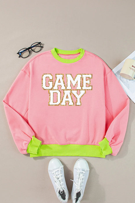 Game Day Round Neck Long Sleeve Sweatshirt