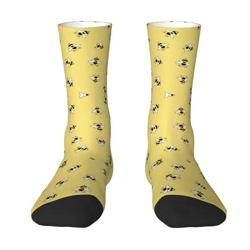 Fun Men's Bee Seamless Pattern Dress Socks Unisex Warm Comfortable 3D Print Honeybee Crew Socks - The Hive Apparel