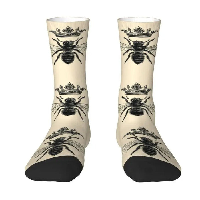 Fun Men's Bee Seamless Pattern Dress Socks Unisex Warm Comfortable 3D Print Honeybee Crew Socks - The Hive Apparel