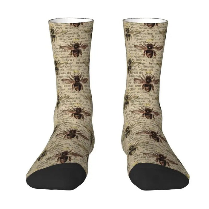 Fun Men's Bee Seamless Pattern Dress Socks Unisex Warm Comfortable 3D Print Honeybee Crew Socks - The Hive Apparel