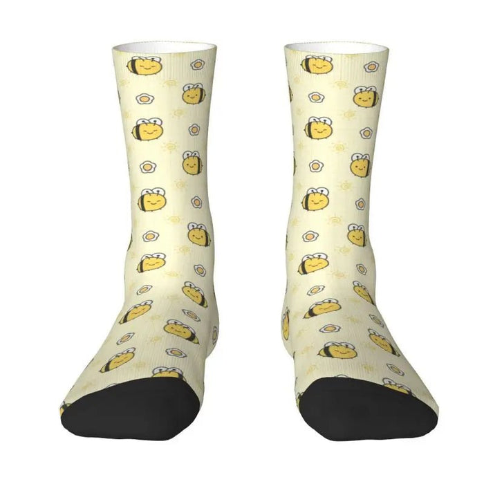 Fun Men's Bee Seamless Pattern Dress Socks Unisex Warm Comfortable 3D Print Honeybee Crew Socks - The Hive Apparel