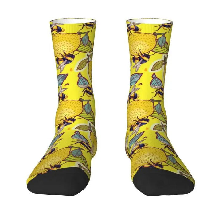 Fun Men's Bee Seamless Pattern Dress Socks Unisex Warm Comfortable 3D Print Honeybee Crew Socks - The Hive Apparel